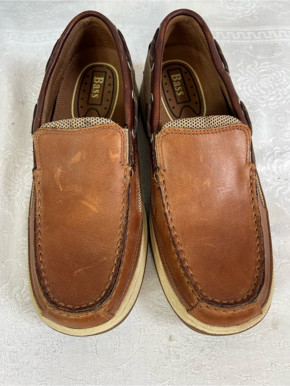 Bass Mooring Men’s Slip On Loafers Brown Boat Shoes 8👍